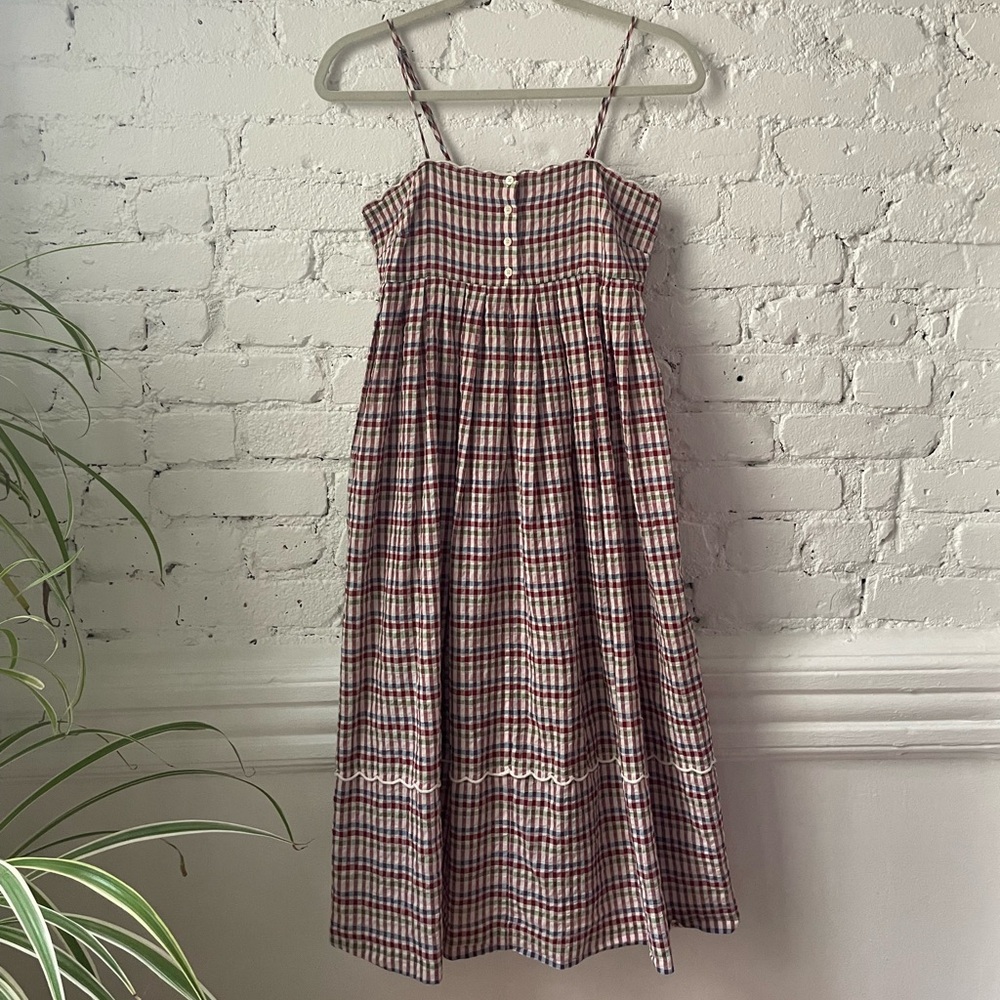 Madewell Seersucker Gingham Sundress w/ Scalloped Trim / SZ: 00